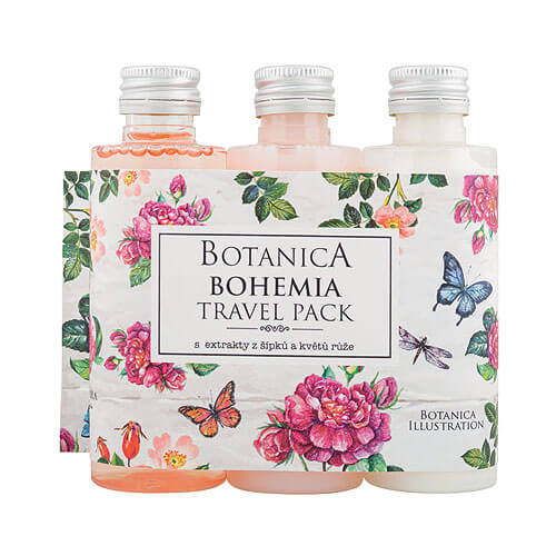 Botanica travel sprchový gél, šampón, mlieko - ruža (BC190037)