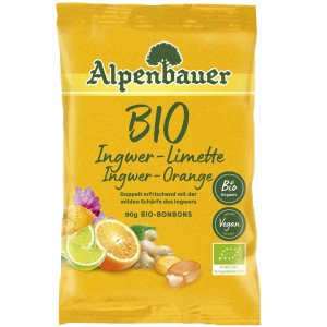 Alpenbauer BIO prírodné cukríky zázvor limetka pomaranč 90g